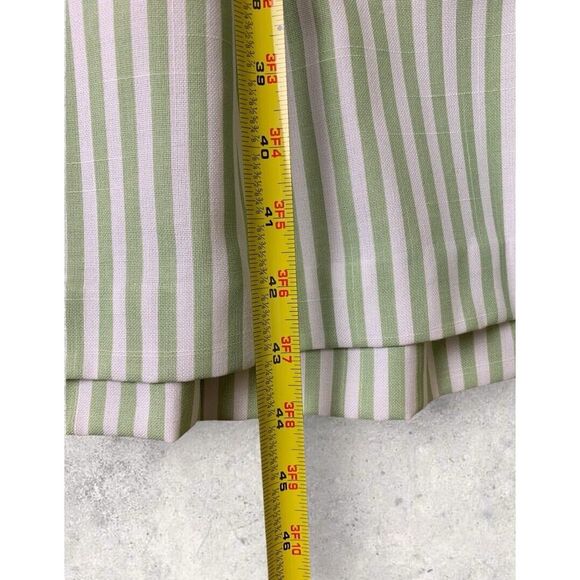 Vintage Penbrooke Lane Dress Womens 10 Green White Striped Button Up Belted Midi - Picture 12 of 12